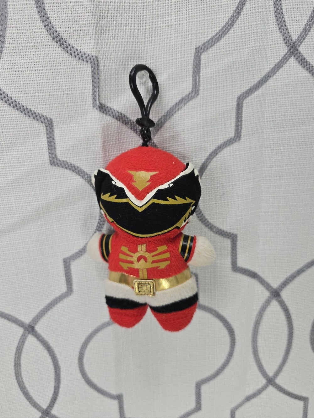 Power Rangers Red Ranger 5.5" Plush Backpack clip w/zipper pocket Megaforce 2013
